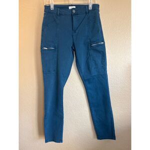 Pistola Hannah Cargo Zip Jeans Blue Stretch Mid Rise Size 28